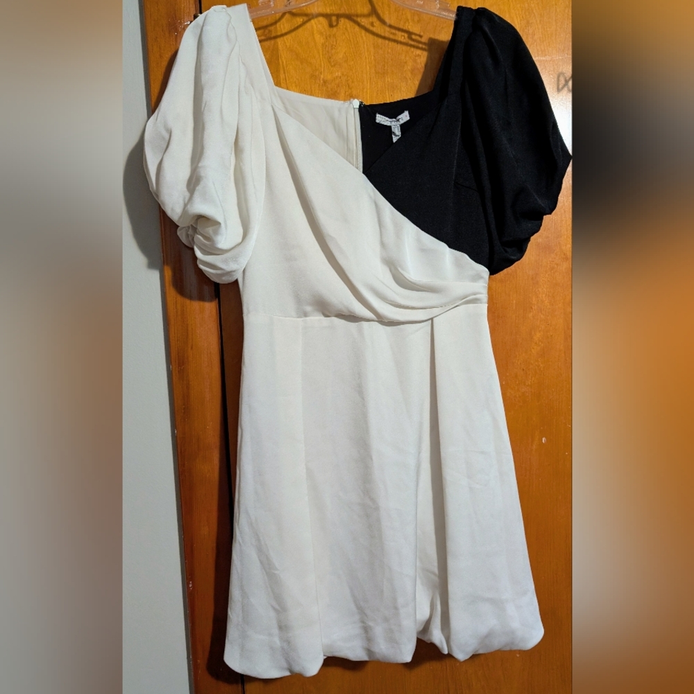 Atoir Womens Lost To the Night Mini Dress Puff Sleeve Black Ivory US 4